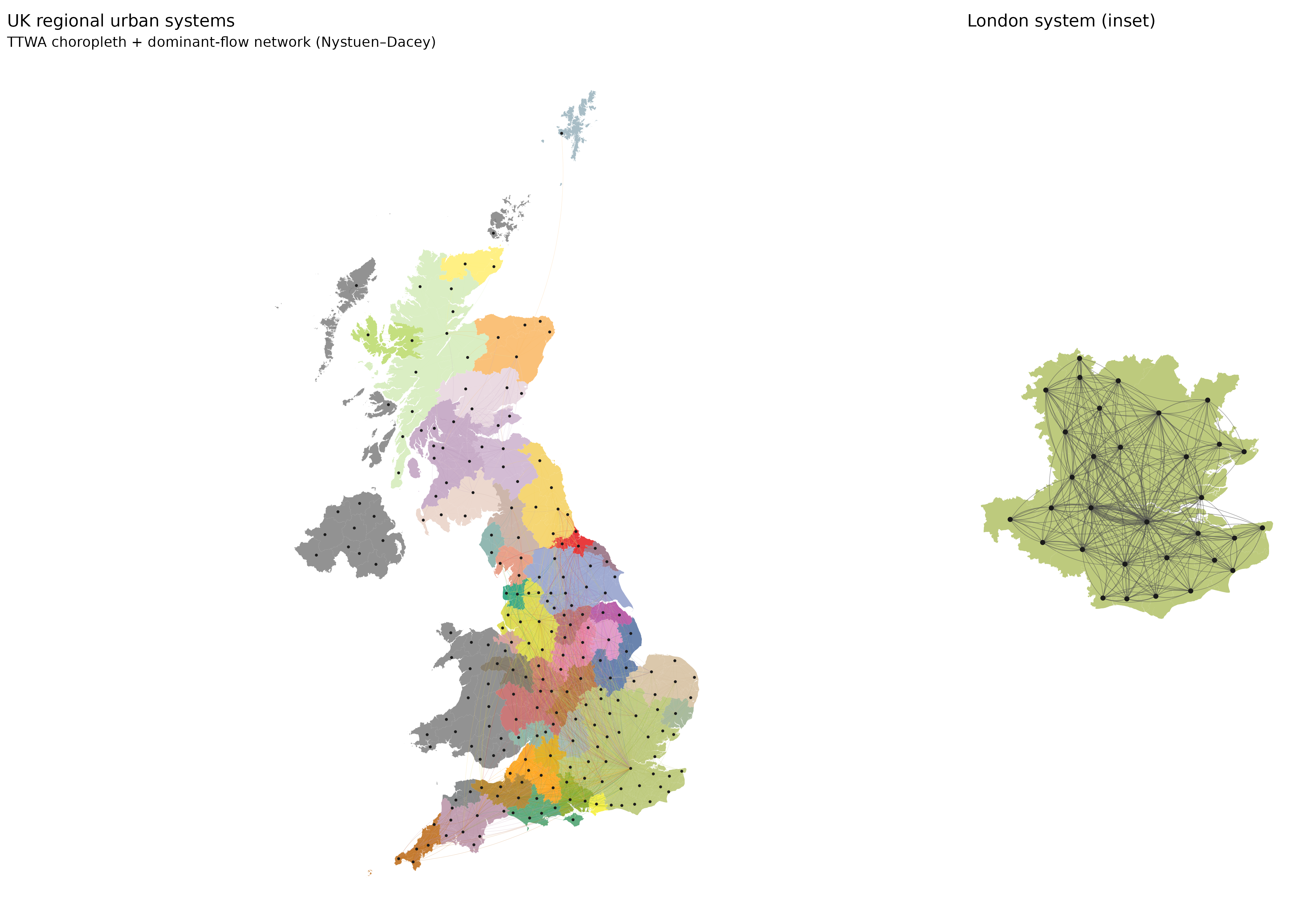 UK regional urban systems cartogram